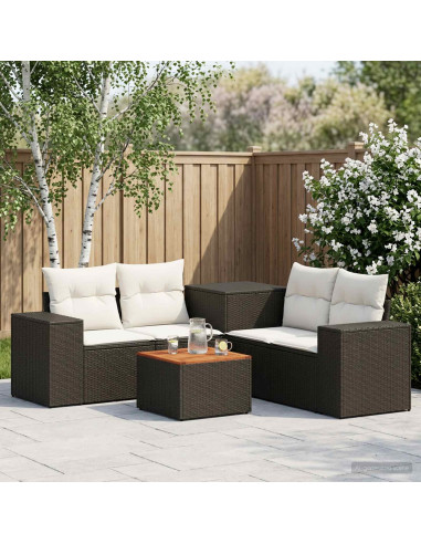 Set di divani 6 pz Nero e Bianco Crema