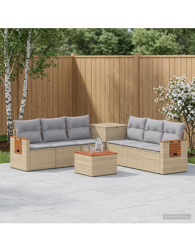 Set di divani 8 pz Beige e Grigio Chiaro
