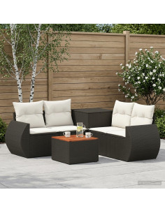 Set di divani 6 pz Nero e Bianco Crema