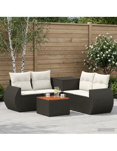 Set di divani 6 pz Nero e Bianco Crema