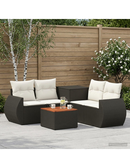 Set di divani 6 pz Nero e Bianco Crema
