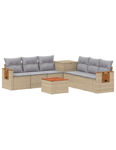 Set di divani 8 pz Beige e Grigio Chiaro 2