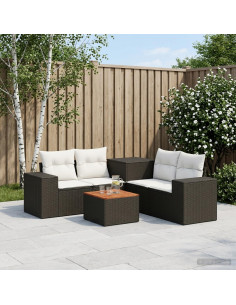 Set di divani 6 pz Nero e Bianco Crema