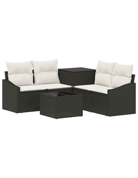 Set di divani 6 pz Nero e Bianco Crema