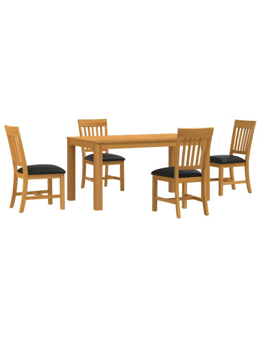 Set da pranzo 5 pz Nero Legno di Quercia Massello