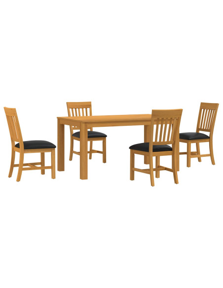 Set da pranzo 5 pz Nero Legno di Quercia Massello