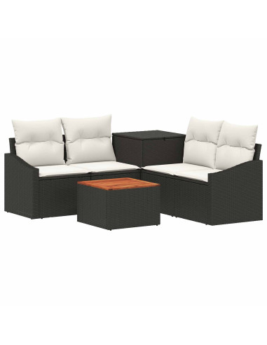 Set di divani 6 pz Nero e Bianco Crema