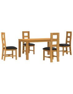Set da pranzo 5 pz Nero Legno di Quercia Massello 2