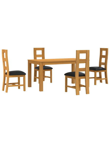 Set da pranzo 5 pz Nero Legno di Quercia Massello