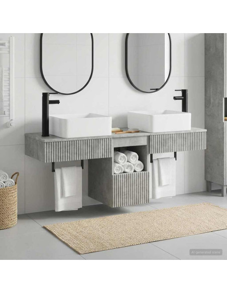 Set di mobili per il bagno 3 pz Grigio Cemento