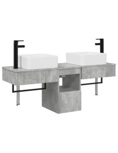 Set di mobili per il bagno 3 pz Grigio Cemento 2