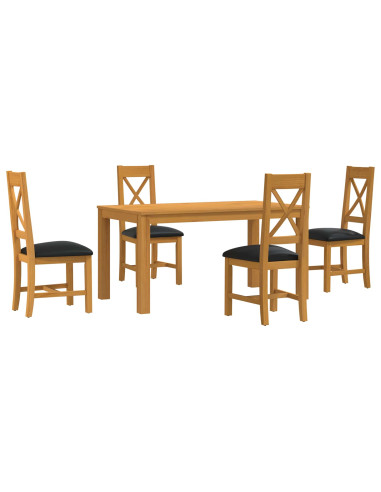 Set da pranzo 5 pz Nero Legno di Quercia Massello