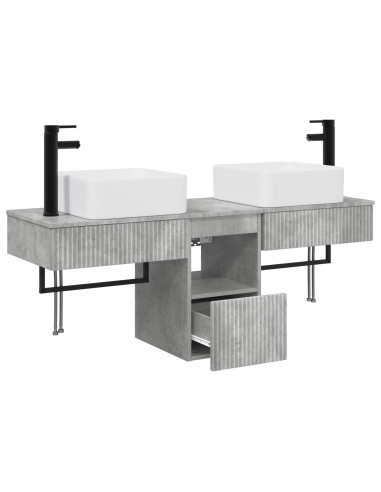 Set di mobili per il bagno 3 pz Grigio Cemento