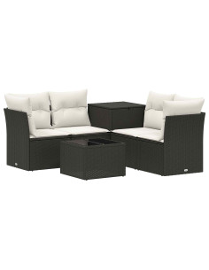 Set di divani 6 pz Nero e Bianco Crema 2