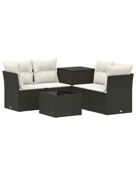 Set di divani 6 pz Nero e Bianco Crema