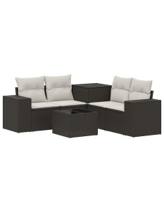 Set di divani 6 pz Nero e Bianco Crema 2