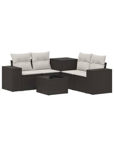 Set di divani 6 pz Nero e Bianco Crema
