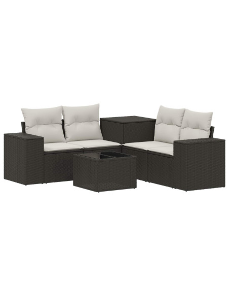Set di divani 6 pz Nero e Bianco Crema