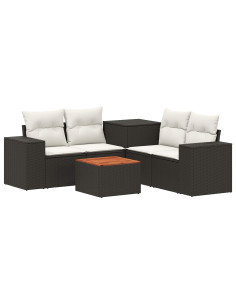 Set di divani 6 pz Nero e Bianco Crema 2