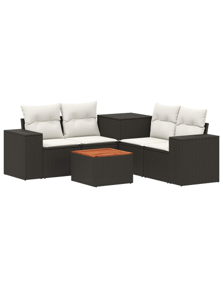 Set di divani 6 pz Nero e Bianco Crema