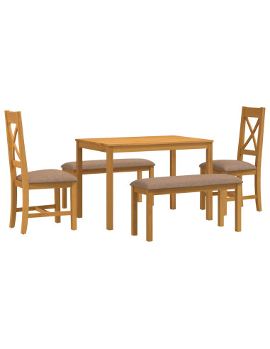 Set da pranzo 5 pz Grigio Legno di Quercia Massello