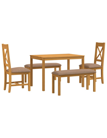 Set da pranzo 5 pz Grigio Legno di Quercia Massello