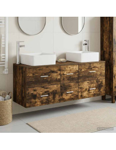 Set di Armadi da Bagno 3 pz Rovere Fumo 49,5 x 41 x 63 cm
