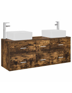 Set di Armadi da Bagno 3 pz Rovere Fumo 49,5 x 41 x 63 cm 2
