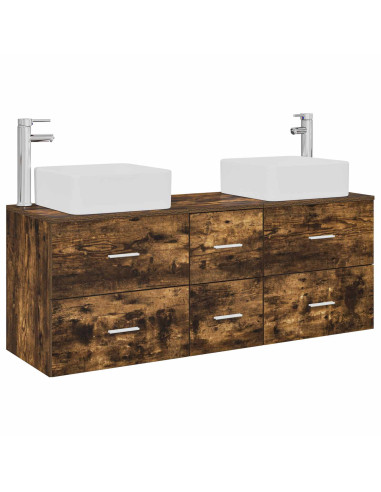 Set di Armadi da Bagno 3 pz Rovere Fumo 49,5 x 41 x 63 cm