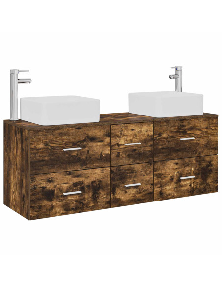 Set di Armadi da Bagno 3 pz Rovere Fumo 49,5 x 41 x 63 cm