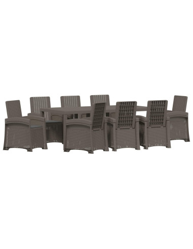 Set da Pranzo per Giardino 9 pz Grigio chiaro e Antracite PP