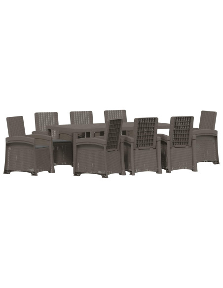 Set da Pranzo per Giardino 9 pz Grigio chiaro e Antracite PP