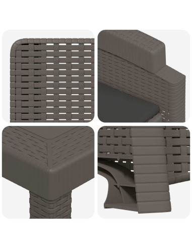 Set da Pranzo per Giardino 9 pz Grigio chiaro e Antracite PP
