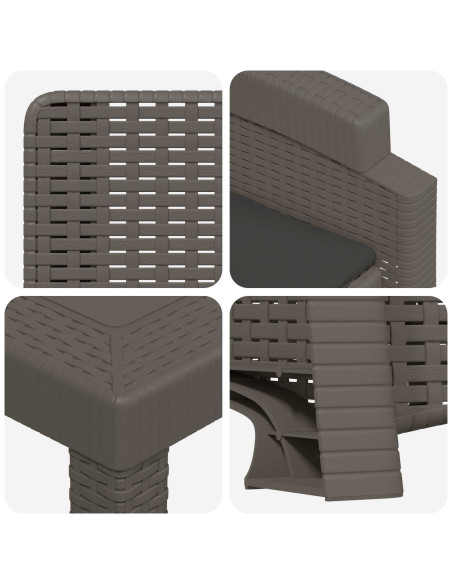 Set da Pranzo per Giardino 9 pz Grigio chiaro e Antracite PP