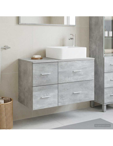 Set di mobili per il bagno 2 pz Grigio Cemento