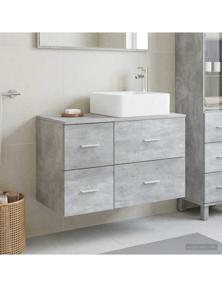 Set di mobili per il bagno 2 pz Grigio Cemento