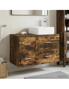 Set di mobili per il bagno 2 pz Rovere Fumo