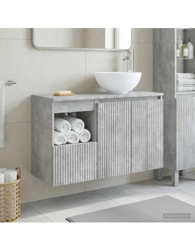 Set di mobili per il bagno 2 pz Grigio Cemento