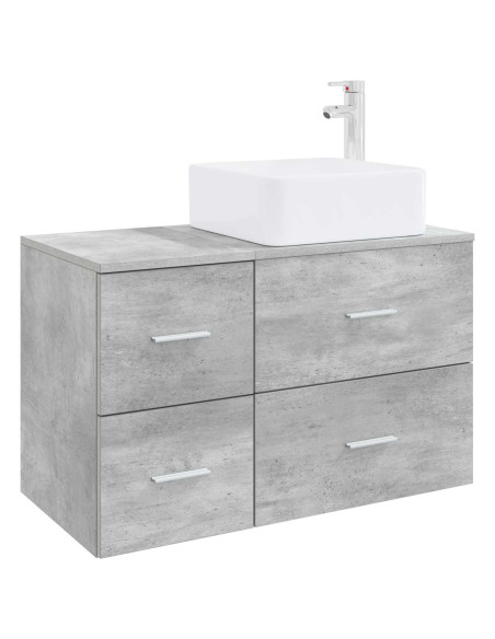 Set di mobili per il bagno 2 pz Grigio Cemento