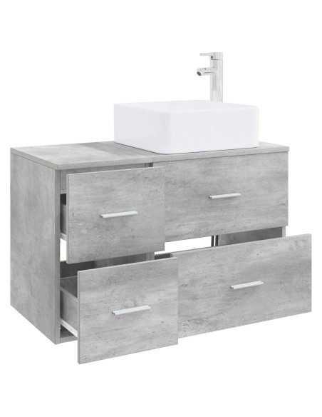 Set di mobili per il bagno 2 pz Grigio Cemento