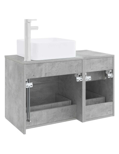 Set di mobili per il bagno 2 pz Grigio Cemento