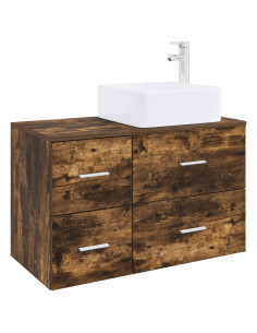 Set di mobili per il bagno 2 pz Rovere Fumo 2