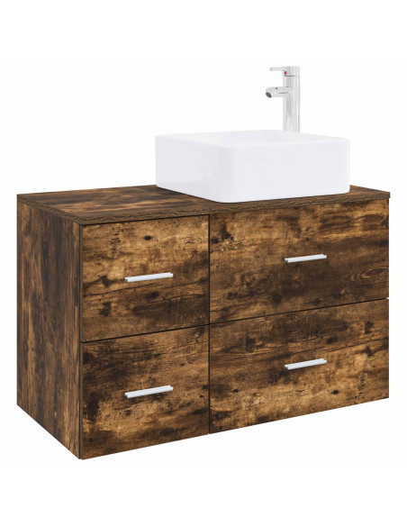 Set di mobili per il bagno 2 pz Rovere Fumo