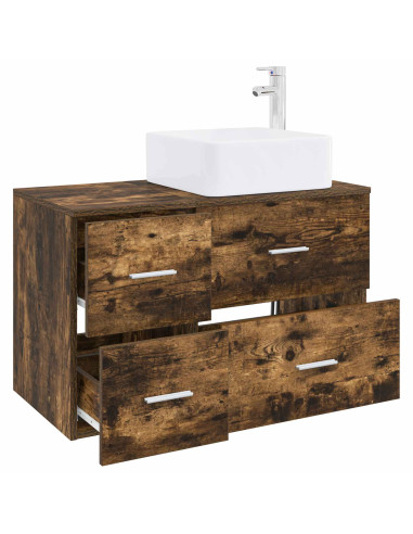 Set di mobili per il bagno 2 pz Rovere Fumo