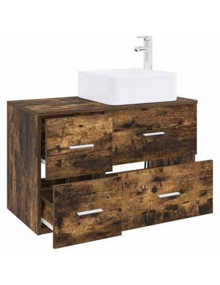 Set di mobili per il bagno 2 pz Rovere Fumo