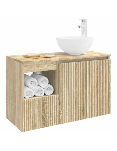 Set di mobili per il bagno 2 pz Rovere Sonoma
