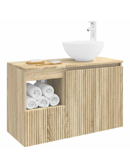 Set di mobili per il bagno 2 pz Rovere Sonoma