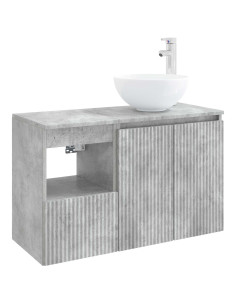 Set di mobili per il bagno 2 pz Grigio Cemento 2