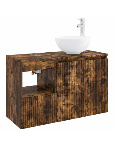 Set di mobili per il bagno 2 pz Rovere Fumo