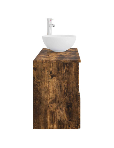 Set di mobili per il bagno 2 pz Rovere Fumo